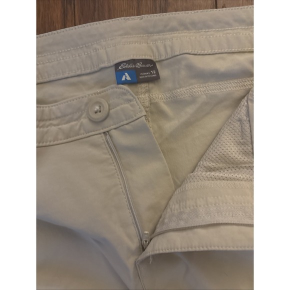 Eddie Bauer First Ascent Pants Womens 12 Khaki Nylon Stretch Hiking Zip Pocket - Picture 7 of 9